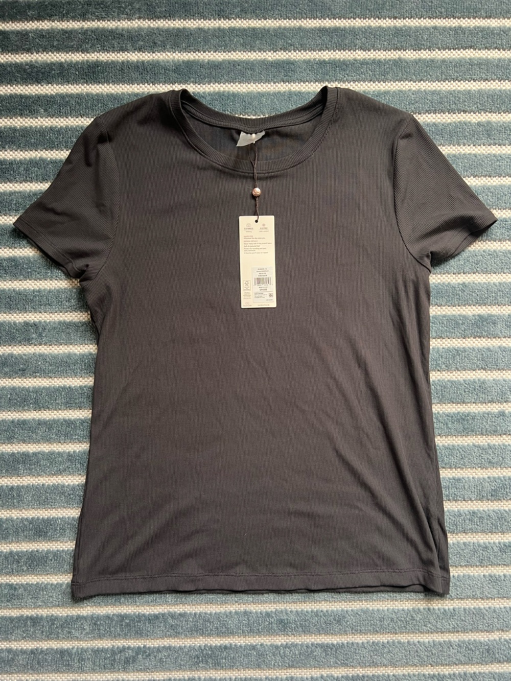 CALIA Womens XL Ribbed Short Sleeve Tee Black